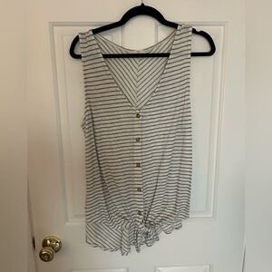 Striped Sleeveless Button-Down Top